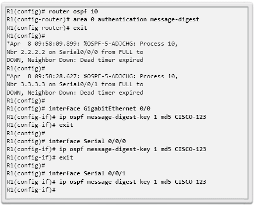 Ejemplo de autenticación MD5 de OSPF