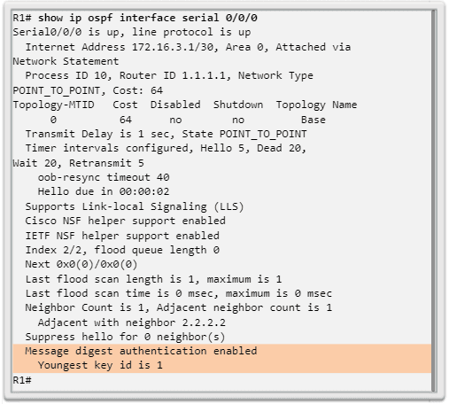 Verificación de autenticación MD5 de OSPF
