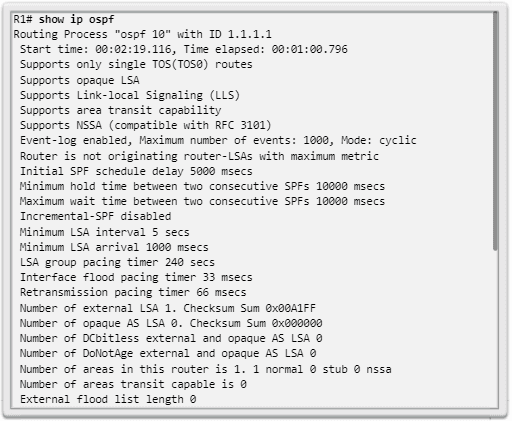 Visualización de parámetros OSPF