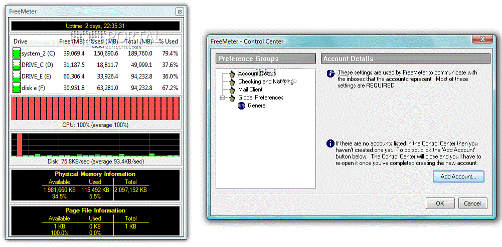 Software FreeMeter para Windows