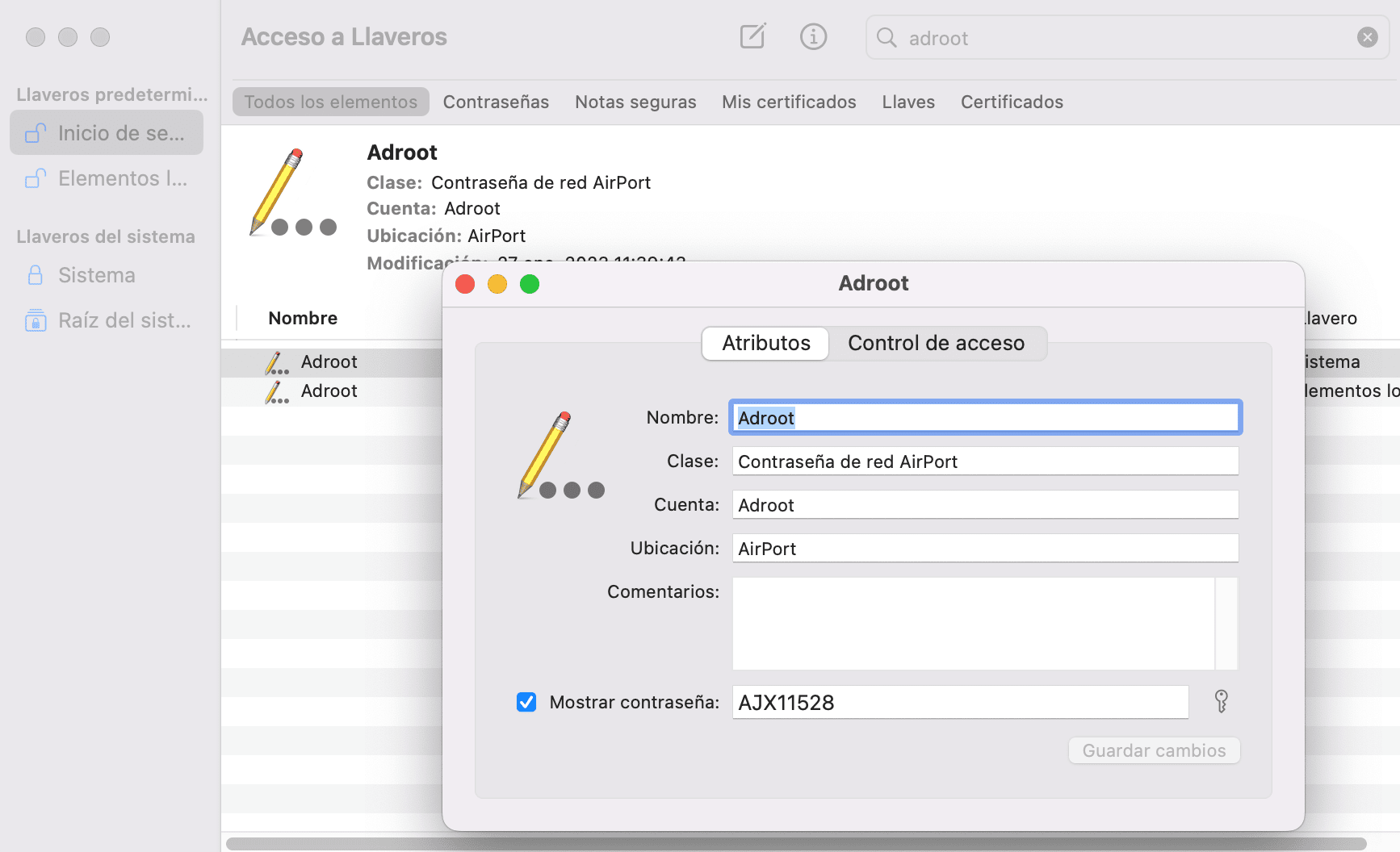 Clave de Seguridad Red en Mac