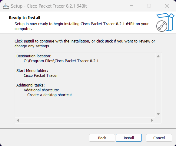 Botón Instalar Packet Tracer para Windows