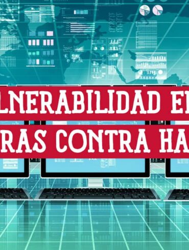 Ilustración de servidores y computadoras con el texto "Invulnerabilidad en Red: Barreras Contra Hackers".