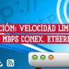 Ilustración de un router con una señal de velocidad limitada a 100 Mbps en una conexión Ethernet.