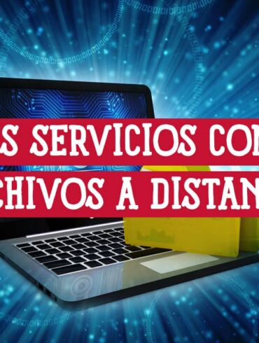 Imagen de un portátil con un icono de carpeta, representando la transferencia segura de archivos a distancia usando un navegador web.