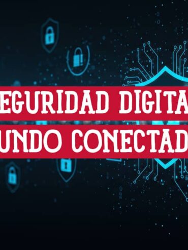 Imagen abstracta de seguridad digital con iconos de protección en un fondo oscuro. Refleja la seguridad en el mundo conectado.