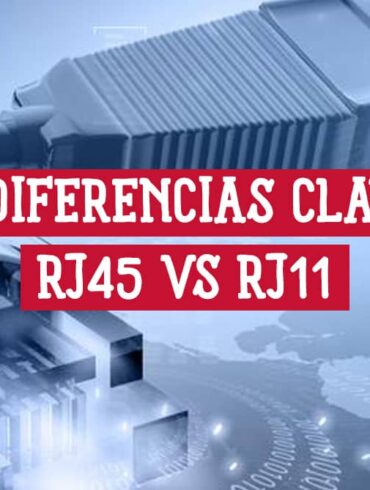 Conectores de red ilustrando las 9 diferencias clave entre RJ45 vs RJ11 para conexiones de internet y teléfono.