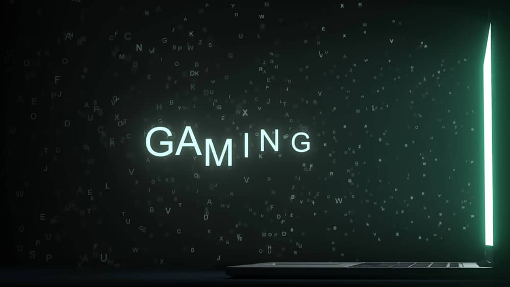 Ilustración conceptual sobre la latencia en gaming, con letras dispersas que representan el ping de un servidor a un portátil.