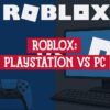 Portada ilustrativa del rendimiento de Roblox en PlayStation vs PC, mostrando una consola PS5 y un ordenador.