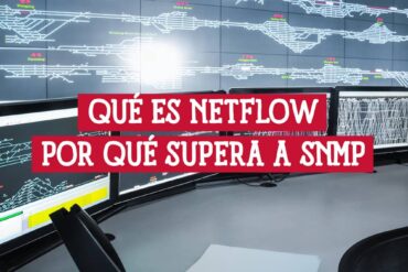Portada del artículo que explica qué es NetFlow y por qué es mejor que SNMP, con una imagen de fondo de un centro de monitoreo de redes.