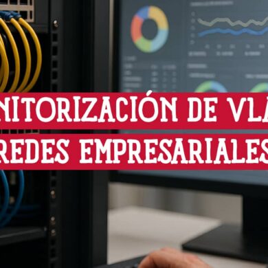 Administrador realizando la monitorización de VLANs en una red empresarial compleja.